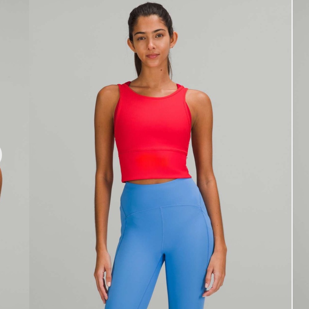 LULULEMON POWER PIVOT RIBBED TANK IN LOVE RED